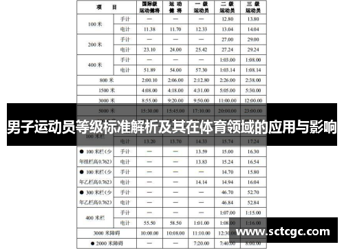 男子运动员等级标准解析及其在体育领域的应用与影响